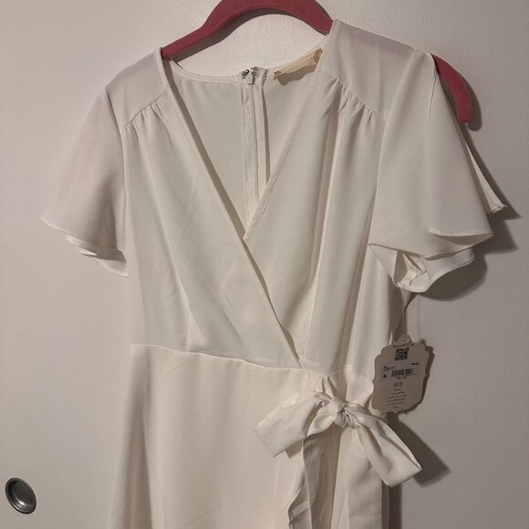 White Ruffle Wrap Mini Dress - Picture 6 of 9